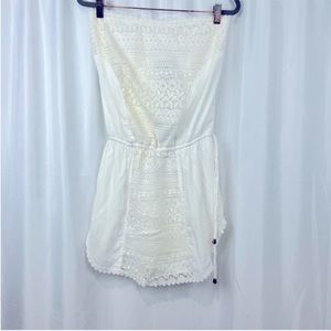 Solitaire White Sun Dress Mini Strapless
Swimsuit CoverUp Lace Embroidered NWT